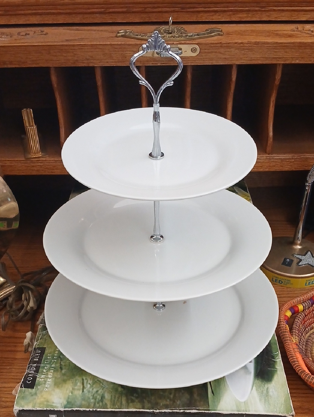 Three-Tier White Porcelain Serving Stand - Elegant Dessert & Buffet Display